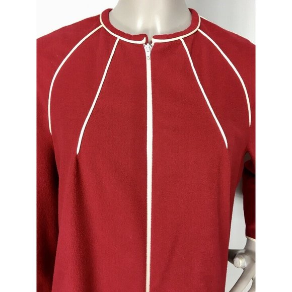 Vintage 70's Kayser MOD Burgundy Burst Quarter Zip House Robe Size Large - Picture 6 of 10